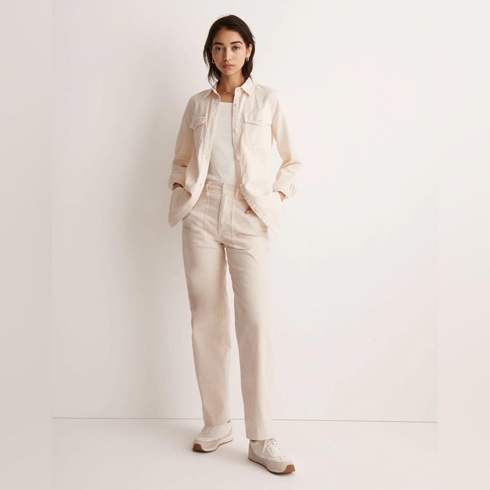 Madewell The Perfect Vintage Wide-Leg Pant Sz 24 NWT Utility In Vintage Linen